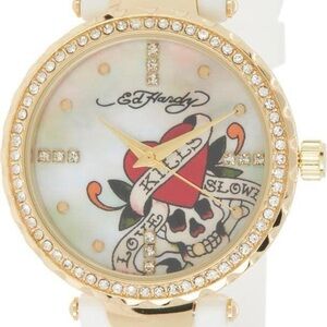 Y2K ed hardy rhinestone Crystal Silicone Strap Watch, 36mm x 42mm